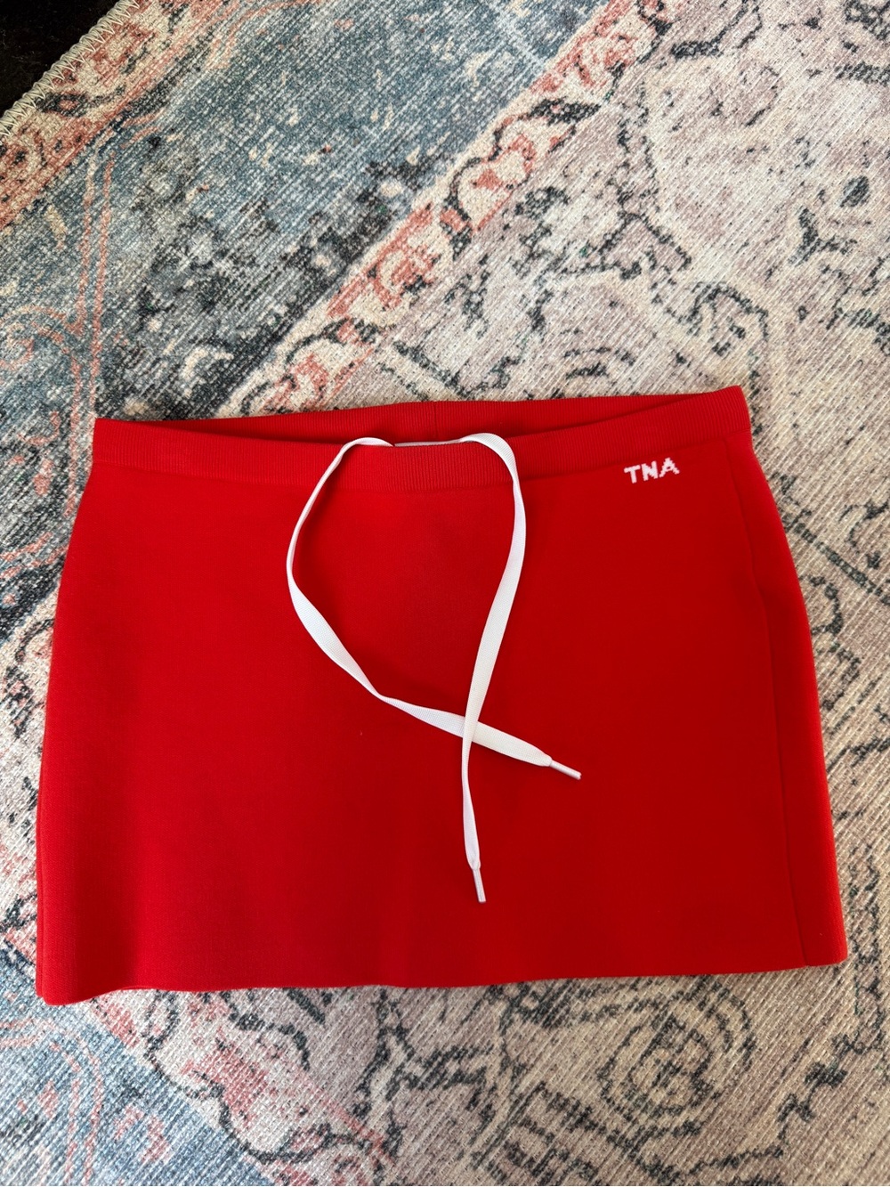 TNA Red/Orange Drawstring Mini Skirt Size 2XS